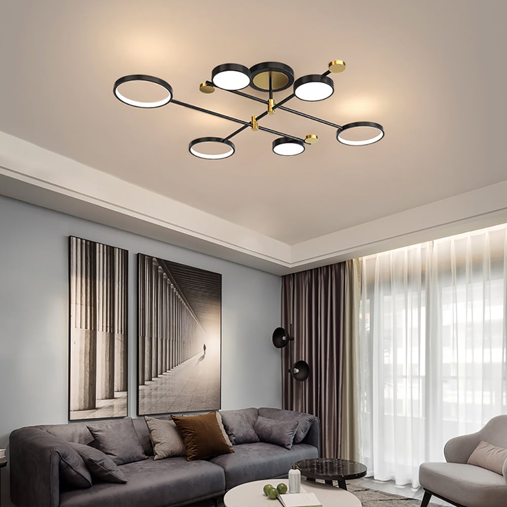 Questions and Answers for Nordic Style Semi Flush Mount Lighting Gold/Black Ceiling Light Fixture LED Ring