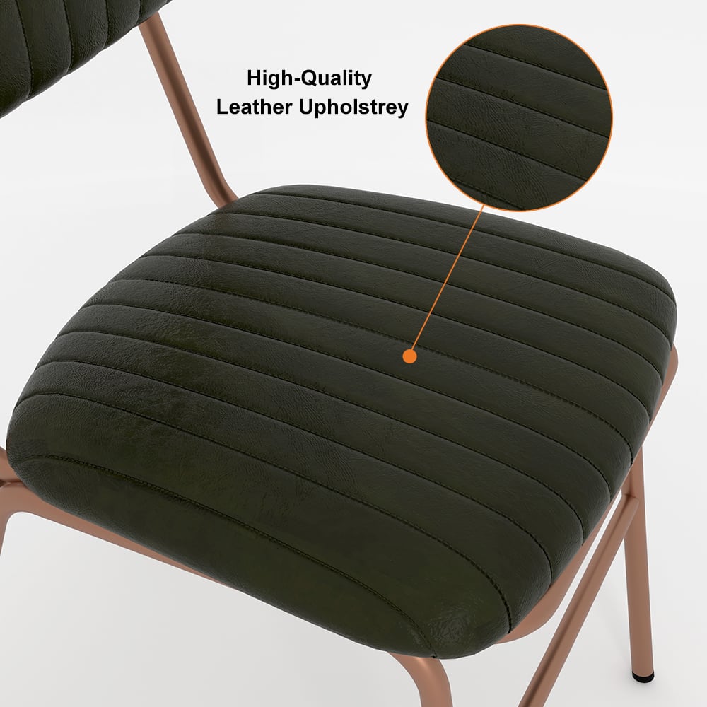 Perguntas e respostas para Conjunto de 4 cadeiras de jantar modernas com estofamento em couro sintético verde