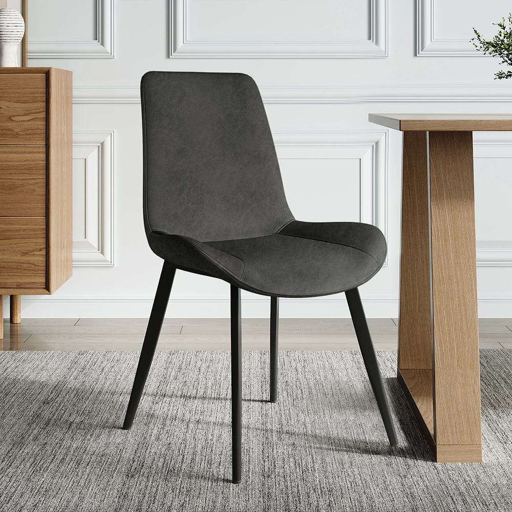 Oceny klientów dla Nowoczesne krzesła do jadalni ze skóry PU z serii Linesly Mid-Century Szare