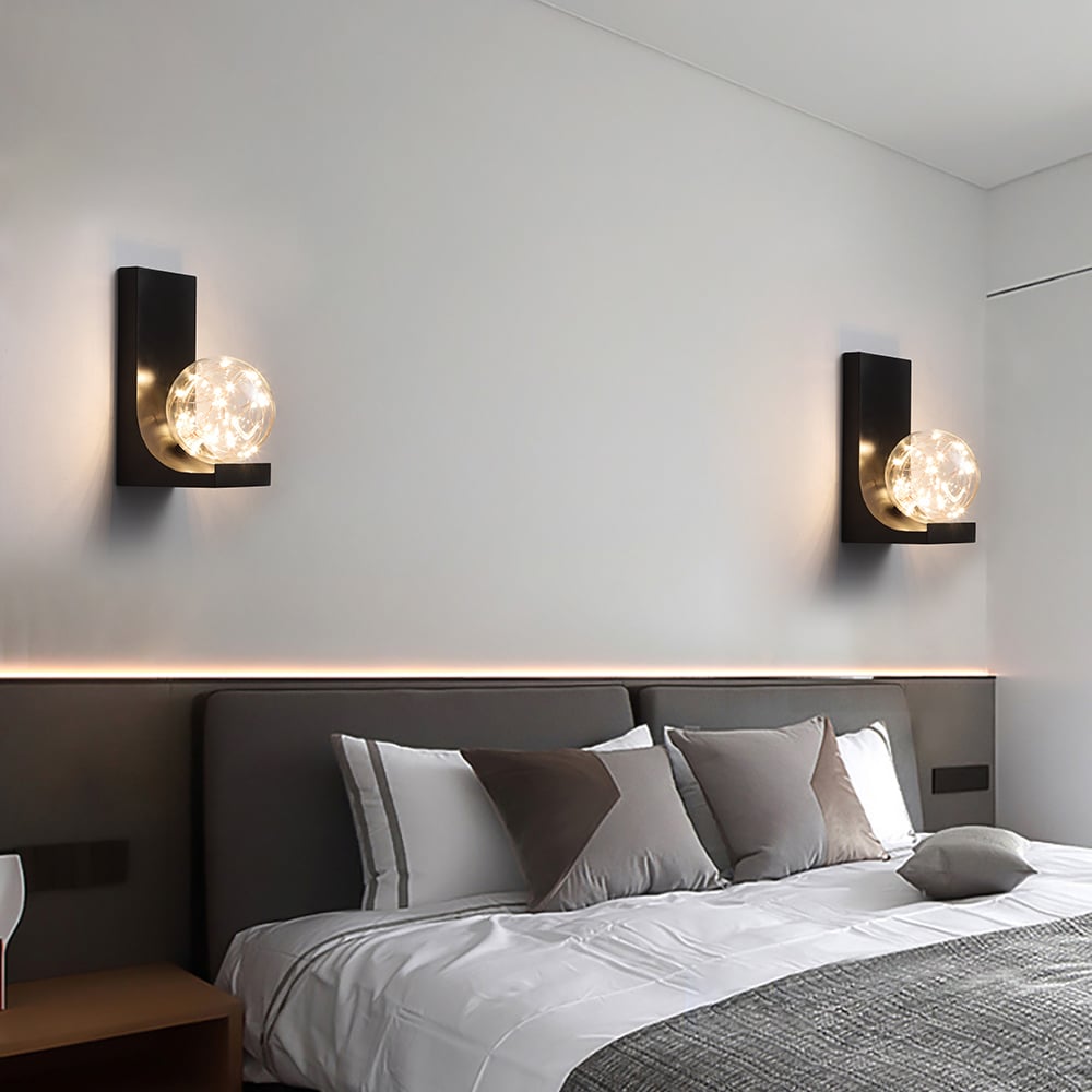Avis Clients sur Applique murale moderne à LED noire encastrée avec abat-jour en verre