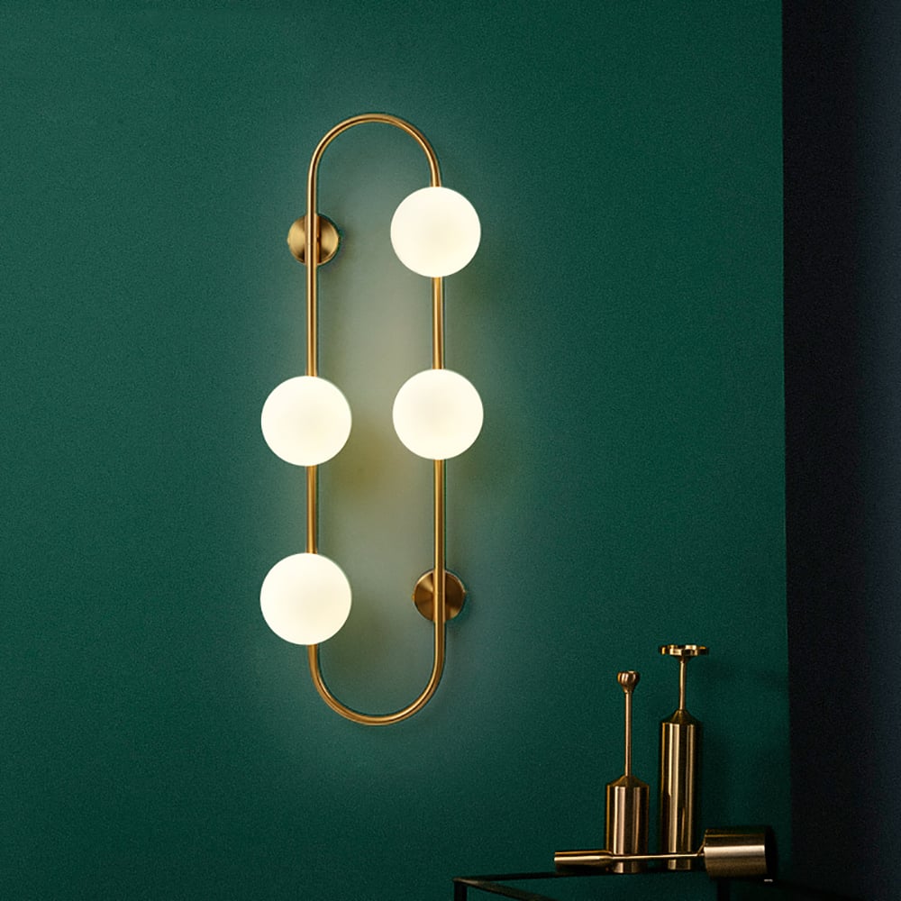 Customer Reviews for Globe Wall Sconce White Glass 4-Light Wall Lighting Gold Oblong Hanging Rod