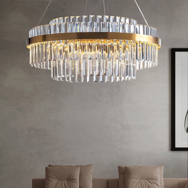 Questions et Réponses pour Fixedo Lustre LED Moderne en Cristal à Plusieurs Niveaux en Laiton