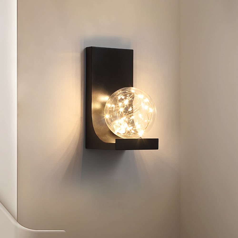 Avis Clients sur Applique murale moderne à LED noire encastrée avec abat-jour en verre