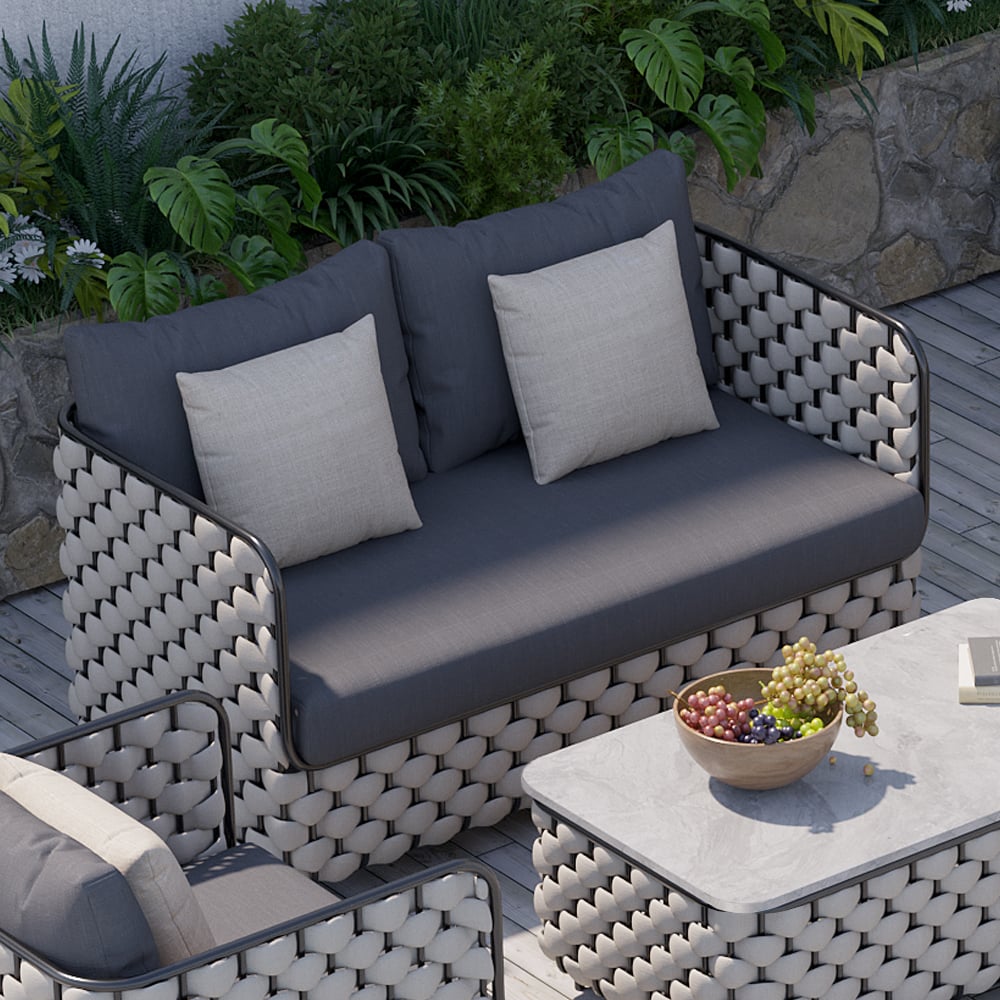 Customer Reviews for Martic 1350mm Wide Modern Aluminium & Rope Outdoor Loveseat Patio Sofa with Cushions
