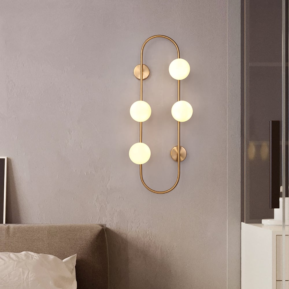 Customer Reviews for Globe Wall Sconce White Glass 4-Light Wall Lighting Gold Oblong Hanging Rod