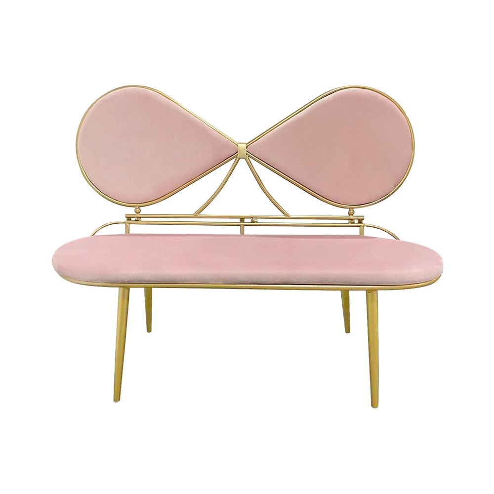 Questions and Answers for Pink 1250mm Bowknot Loveseat Velvet Upholstered Sofa in Gold Legs