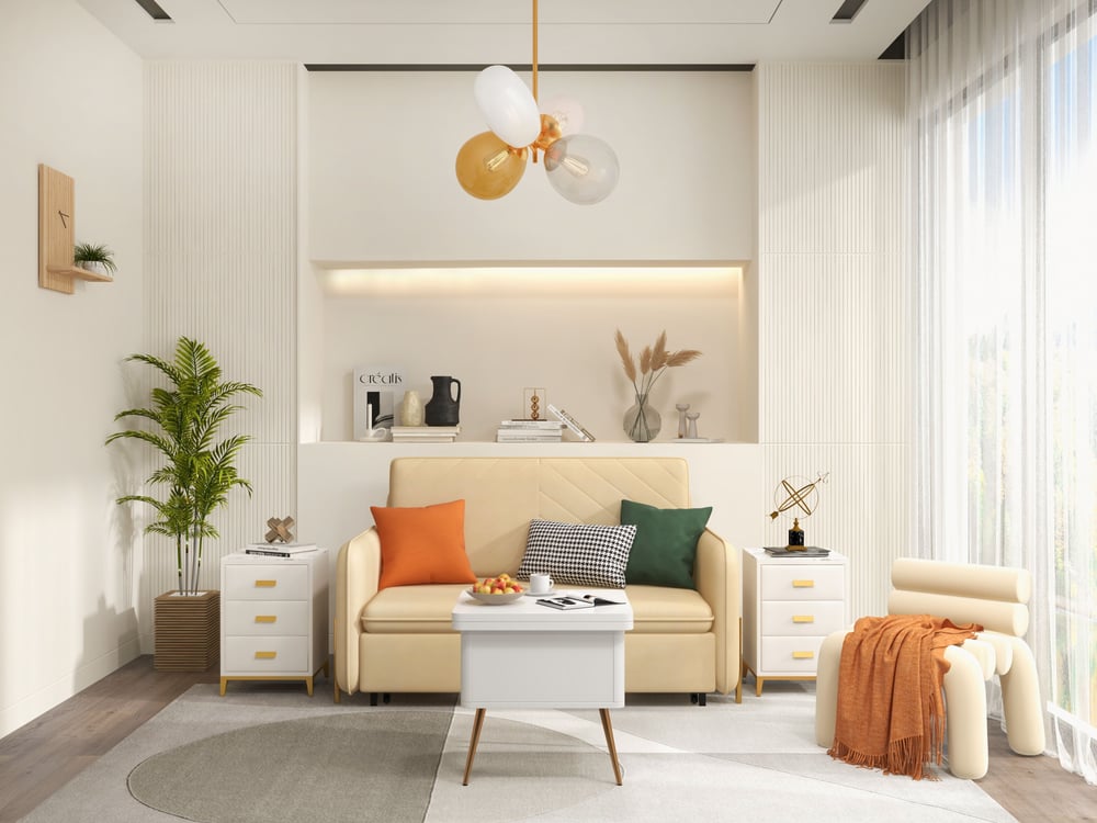 Questions et Réponses pour Table basse relevable et extensible 55 à 110 cm blanc avec rangement