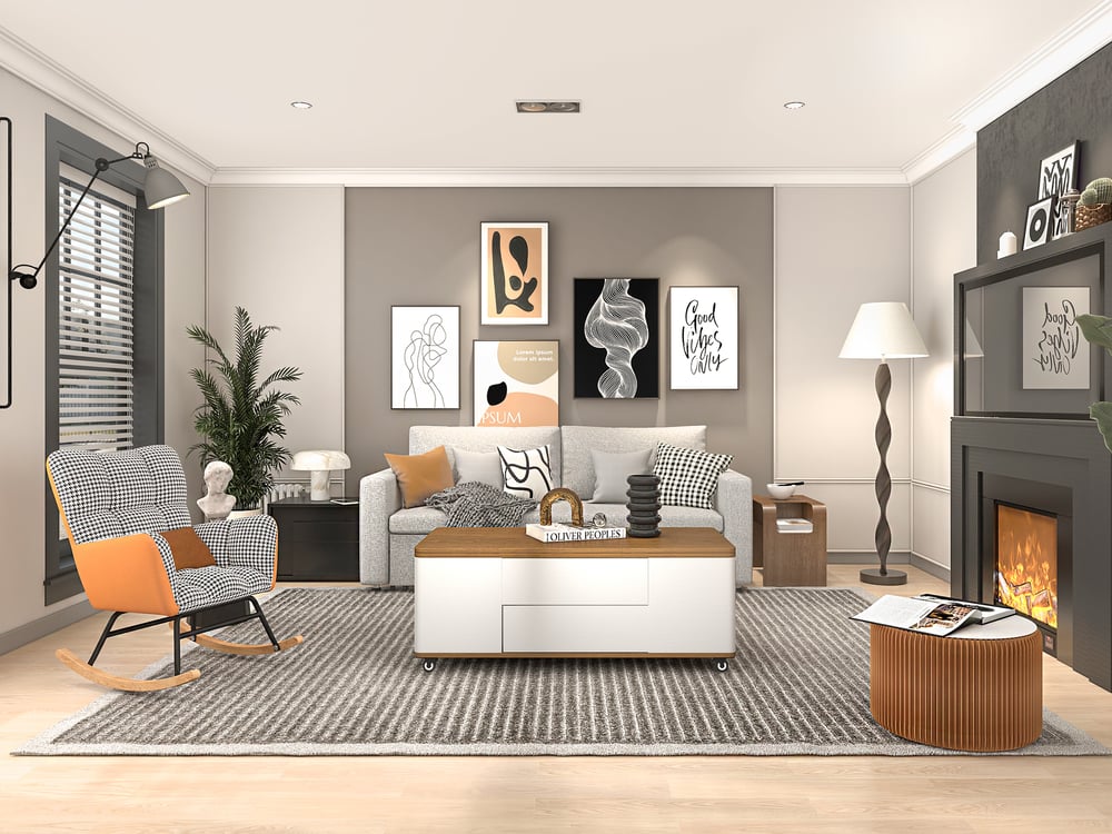 Questions et Réponses pour Table basse à plateau relevable, table multifonctionnelle en noyer et blanc avec tiroirs et étagères