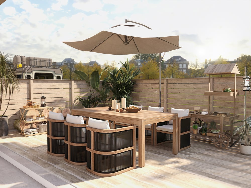 Questions and Answers for 7 Pieces Outdoor Dining Set For 6 with Rectangle Table & Rope Woven Armchair in Natural