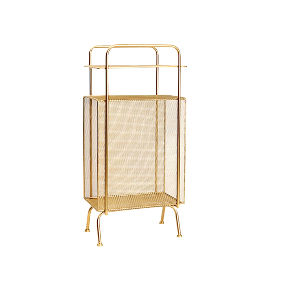 Questions et Réponses pour Bibliothèque rectangulaire à 2 étagères en métal doré du milieu du siècle