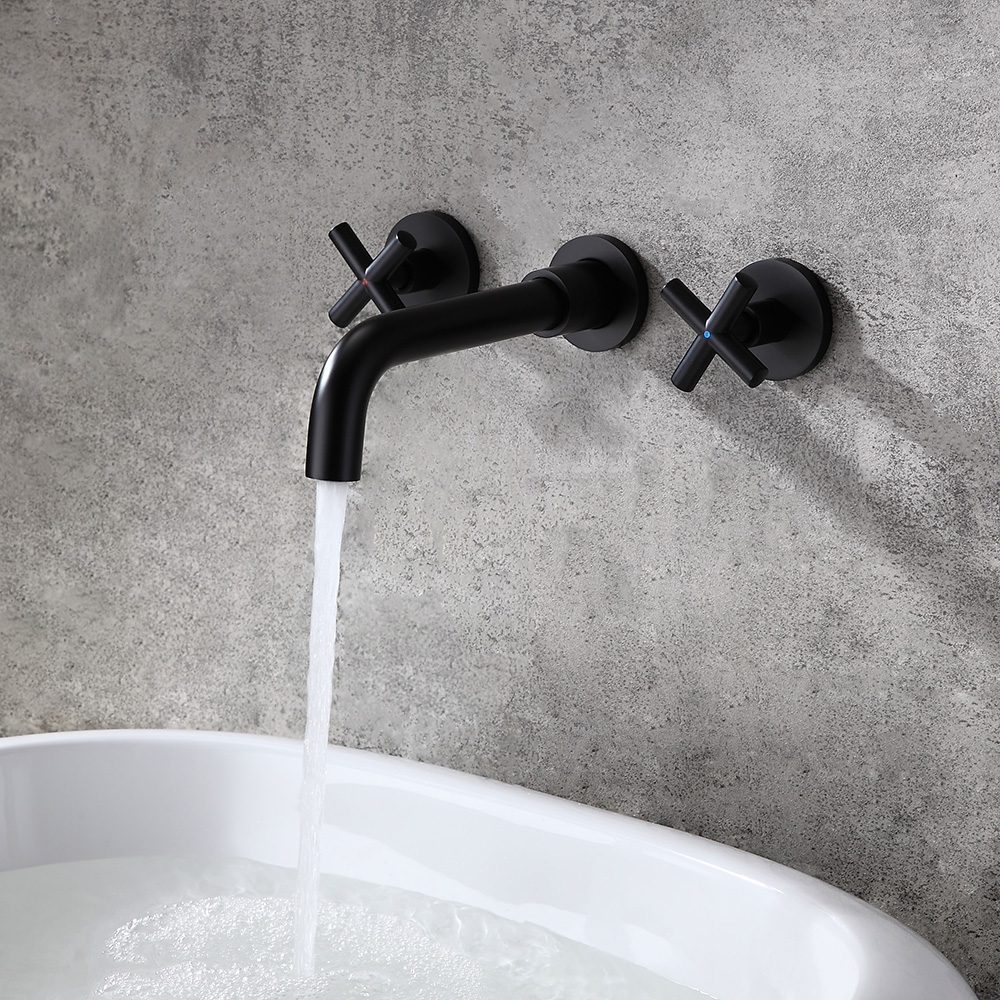 Oceny klientów dla Melro Naścienne uchwyty krzyżowe z mosiężną umywalką łazienkową w kolorze matowej czerni