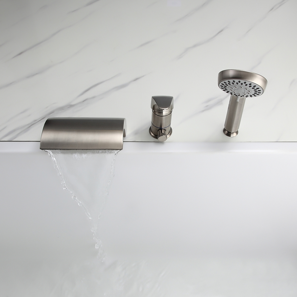 Customer Reviews for Victoria Deck Mount Waterfall Tub Faucet with Handheld Shower in Brushed Nickel