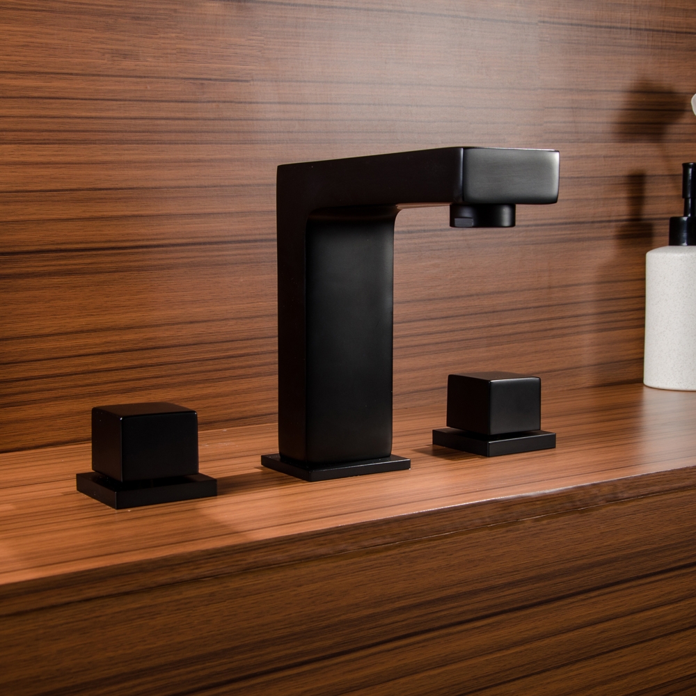 Questions and Answers for Vland Brass Matte Black Double Handles Right-Angle Widespread Bathroom Sink Faucet