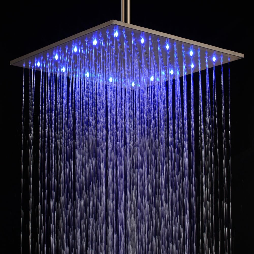 Customer Reviews for Modern 16 Inch LED Square Stainless Steel Rain Showerhead in Brushed Nickel
