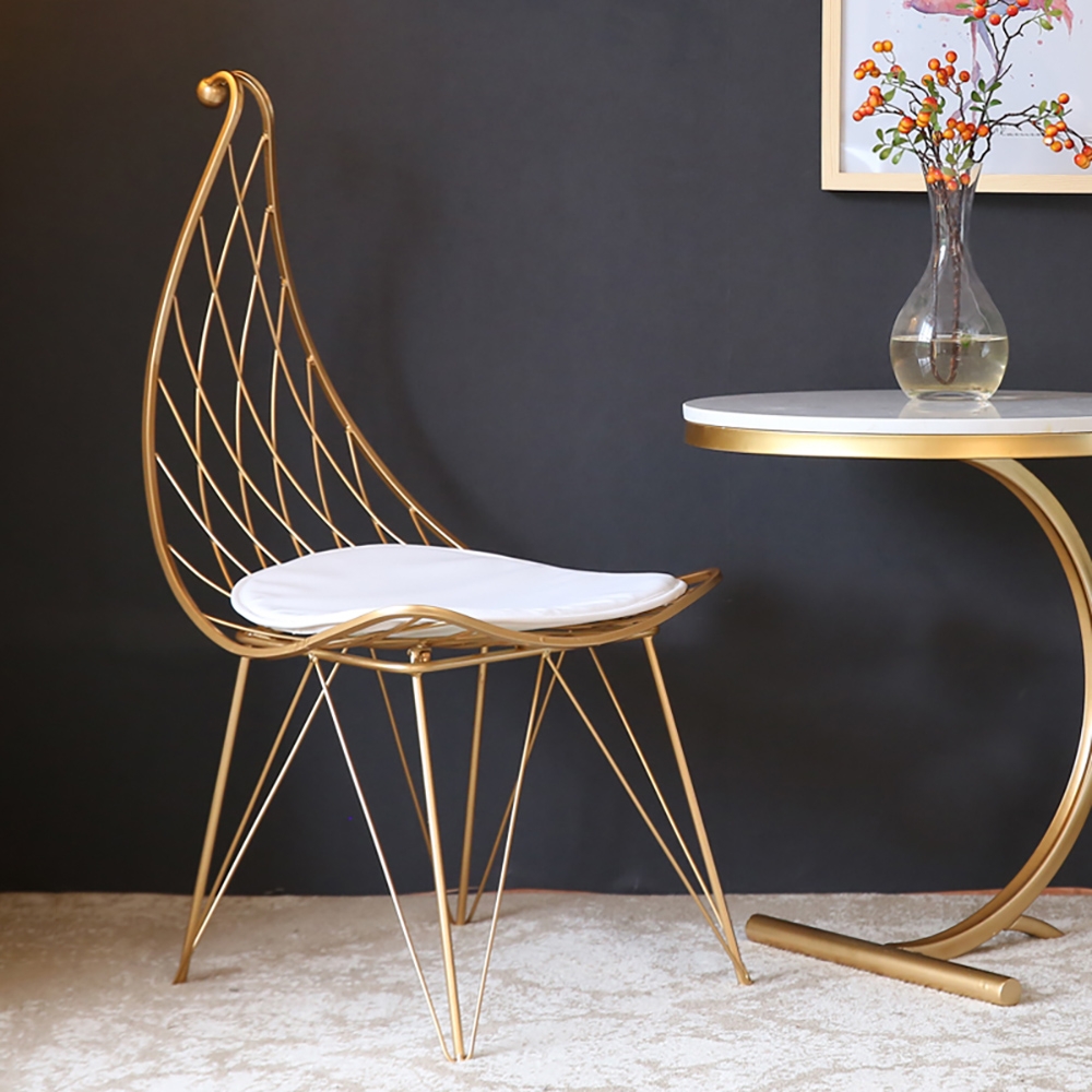 Questions and Answers for Glam Metal Dining Chair Hollow with PU Leather Cushion in Gold Finish Chair