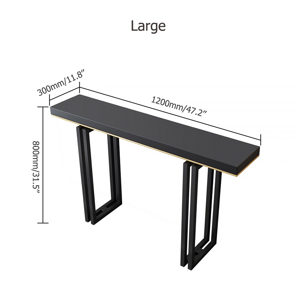 47" Entry Accent Table Narrow Console Table Black Solid Wood & Metal in Large weights dimensions image