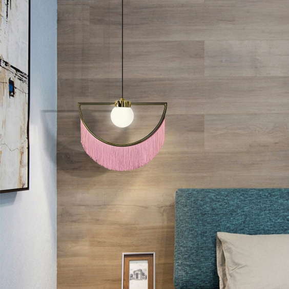 Customer Reviews for Cressel Stylish Dreamy Pink Tassel Half-Moon Gold Pendant Lamp with Globe Shade