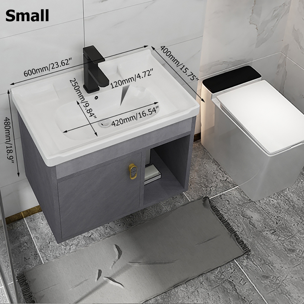 Customer Reviews for 24" Gray Floating Single Vanity with Ceramic Top Bathroom Cabinet with Door