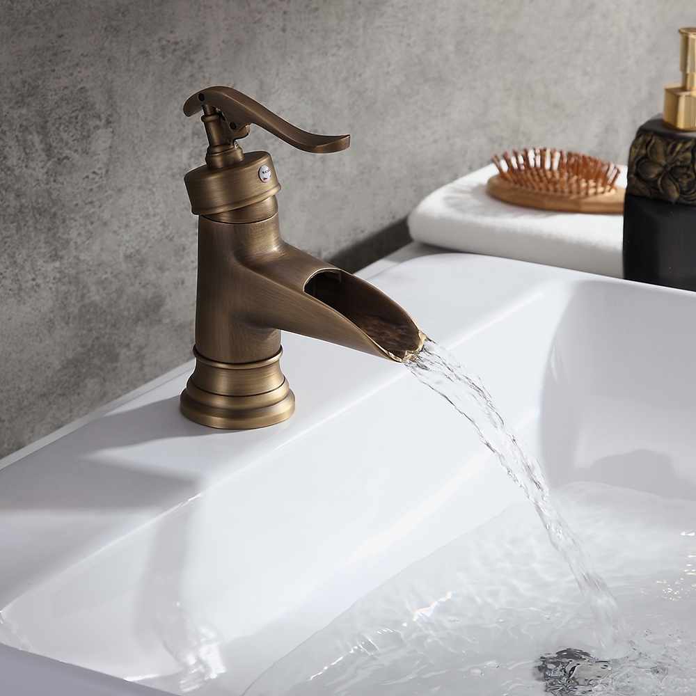 Customer Reviews for Single Hole Single Handle Waterfall Bathroom Sink Faucet Solid Brass in Antique Brass