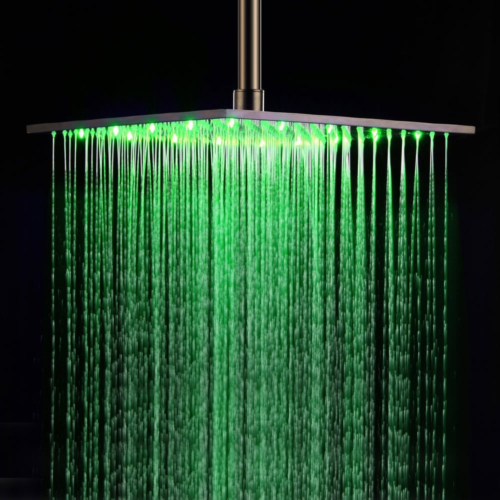 Customer Reviews for Modern 16 Inch LED Square Stainless Steel Rain Showerhead in Brushed Nickel