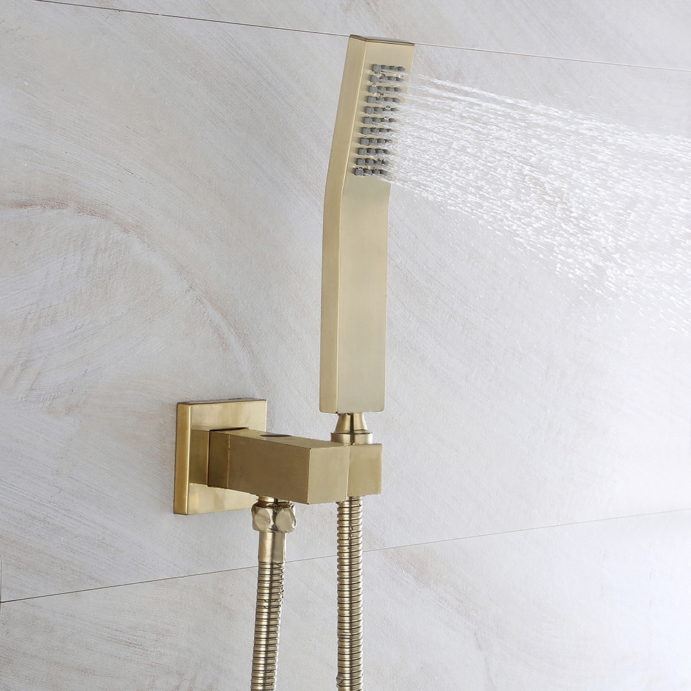 Questions and Answers for Solid Brass Wall Mount Rainshower Hand Shower & Bath Spout Shower Mixer in Brushed Gold