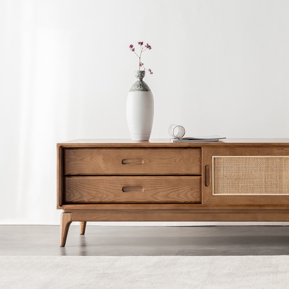 Customer Reviews for Cottage Walnut TV Stand for 80 inch TV with 2 Drawers & 2 Doors & Rattan