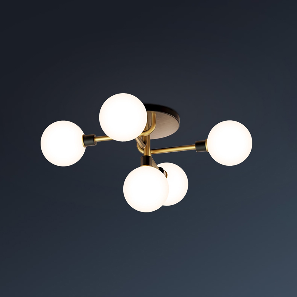 Questions and Answers for Brass Globe Mini Chandelier Flush Mount Ceiling Light in 5-Light