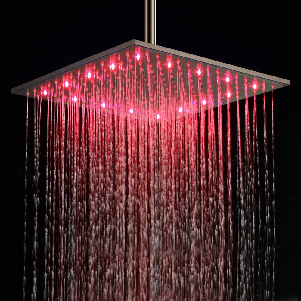 Customer Reviews for Modern 16 Inch LED Square Stainless Steel Rain Showerhead in Brushed Nickel