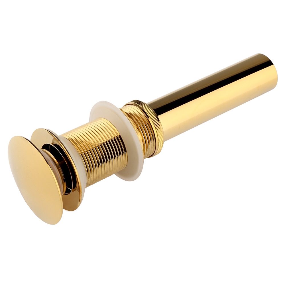 Questions and Answers for Gold Finished Popup Drain Assembly without Overflow for Bathroom Vessel Vanity Sink