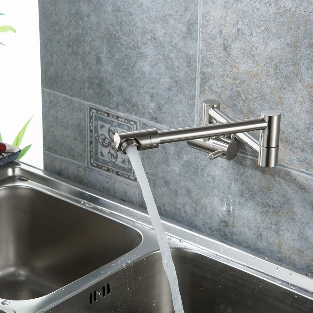 Oceny klientów dla Nowoczesny pojedynczy ścienny chowany kran tylko na zimno z podwójnymi przegubami obrotowymi