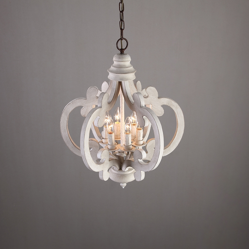 Questions and Answers for French Country Weathered Wood & Iron 6-Light Candle-Style Chandelier in Distressed White