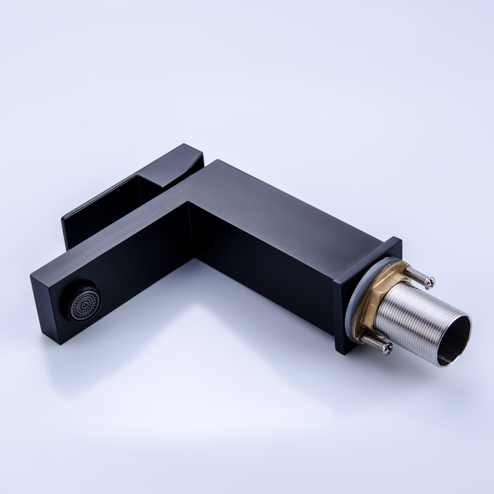 Perguntas e respostas para Torneira de pia quadrada preta fosca moderna de alça única Vland com 1 furo para montagem no convés