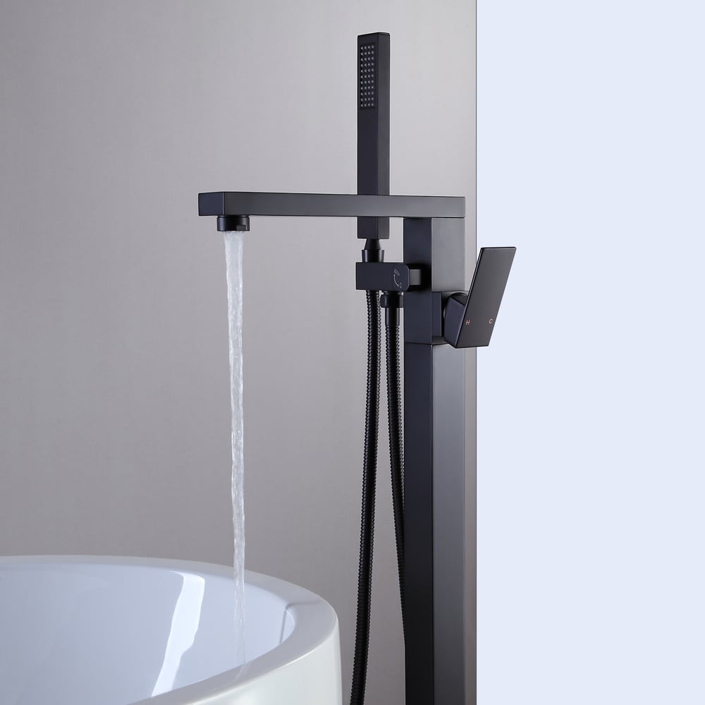 Questions and Answers for Dree Modern Matte Black 1-Handle Freestanding Bathtub Faucet & Handshower Solid Brass
