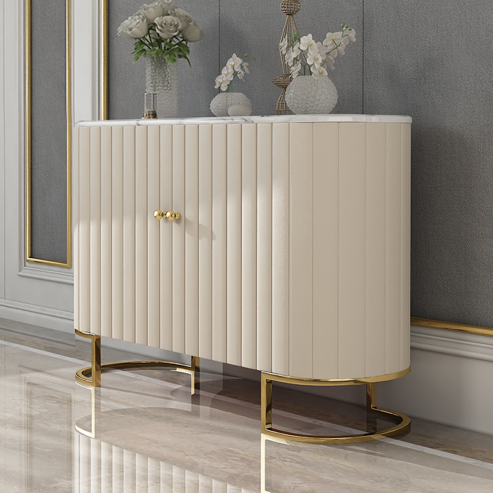 Questions and Answers for Epaule Off White Modern Sideboard Buffet PU Leather Sideboard Cabinet with Drawers Gold