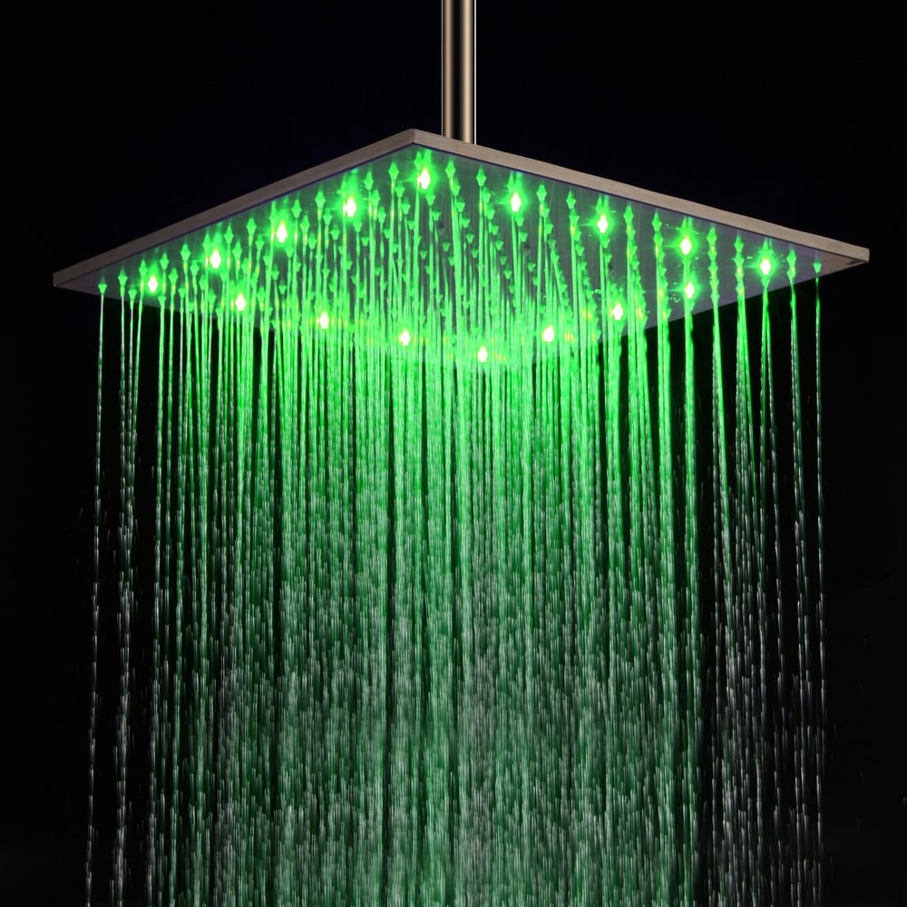 Customer Reviews for Modern 16 Inch LED Square Stainless Steel Rain Showerhead in Brushed Nickel