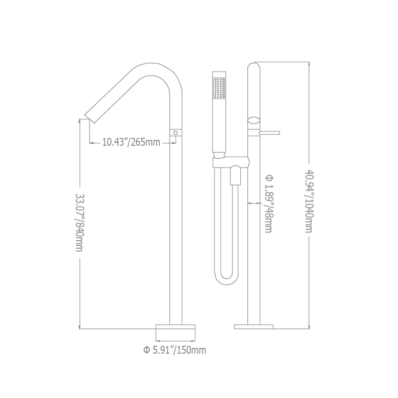 Domande e risposte per Rubinetto per vasca indipendente moderno, riempitivo per vasca a pavimento con doccia portatile dorato