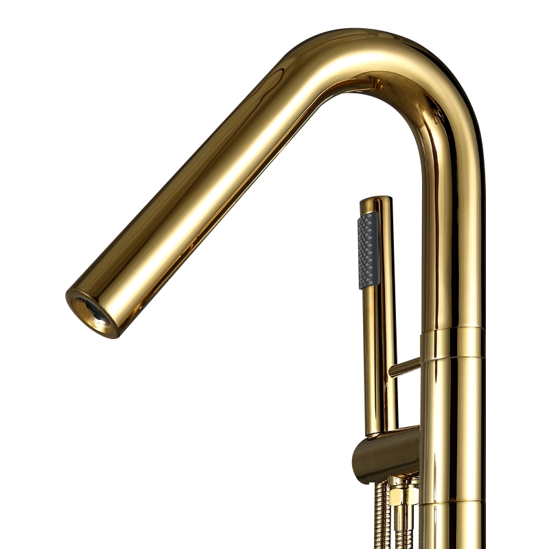 Domande e risposte per Rubinetto per vasca indipendente moderno, riempitivo per vasca a pavimento con doccia portatile dorato