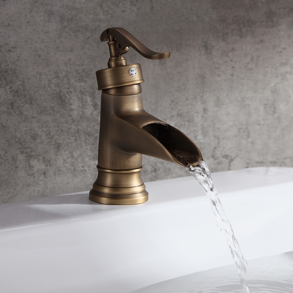 Customer Reviews for Single Hole Single Handle Waterfall Bathroom Sink Faucet Solid Brass in Antique Brass