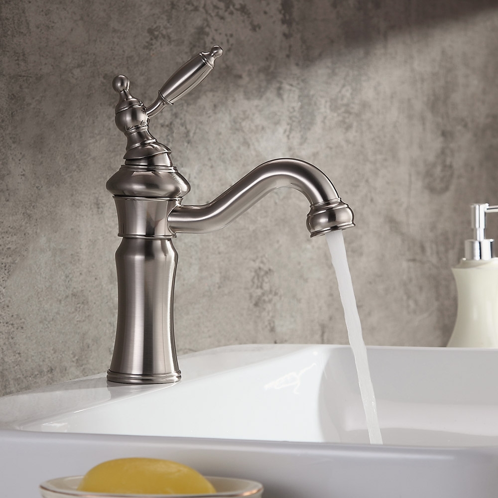 Pytania i odpowiedzi dla Vintage jednouchwytowy kran umywalkowy z pojedynczym otworem z litego mosiądzu ze szczotkowanego niklu