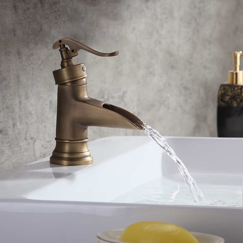 Customer Reviews for Single Hole Single Handle Waterfall Bathroom Sink Faucet Solid Brass in Antique Brass