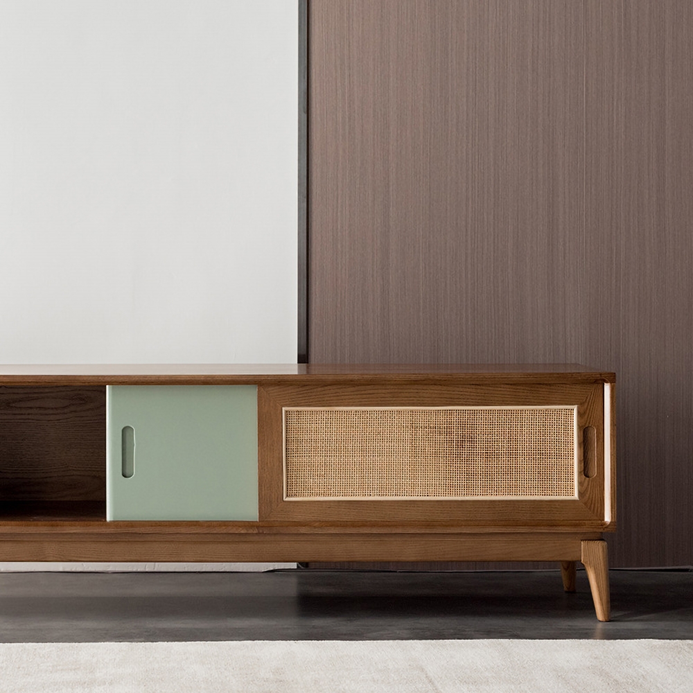 Customer Reviews for Cottage Walnut TV Stand for 80 inch TV with 2 Drawers & 2 Doors & Rattan