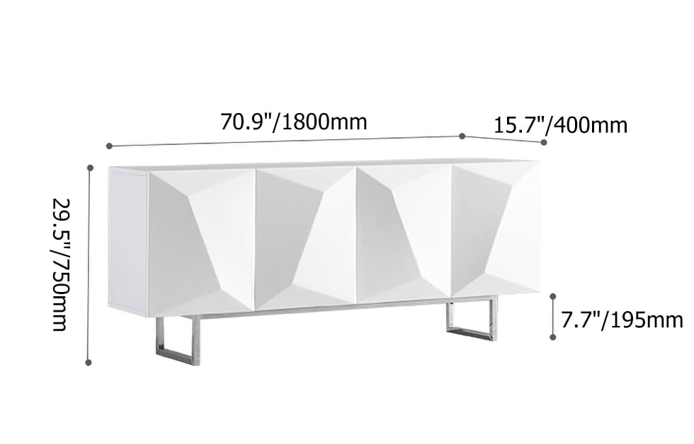 70.9" Modern Wood Sideboard and Buffets White with 4 Doors Adjustable Shelves weights dimensions image
