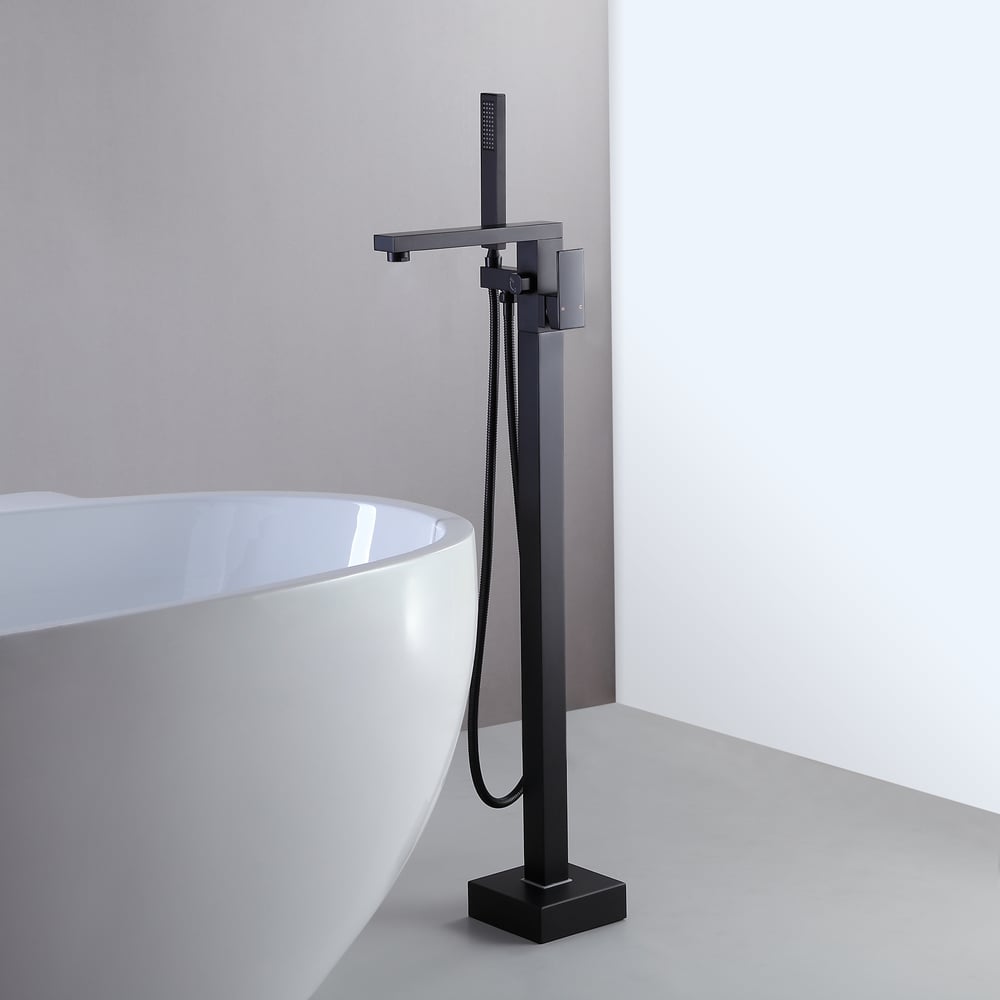 Questions and Answers for Dree Modern Matte Black 1-Handle Freestanding Bathtub Faucet & Handshower Solid Brass