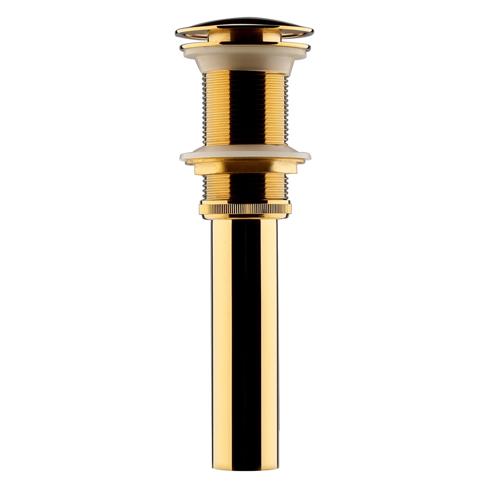 Questions and Answers for Gold Finished Popup Drain Assembly without Overflow for Bathroom Vessel Vanity Sink