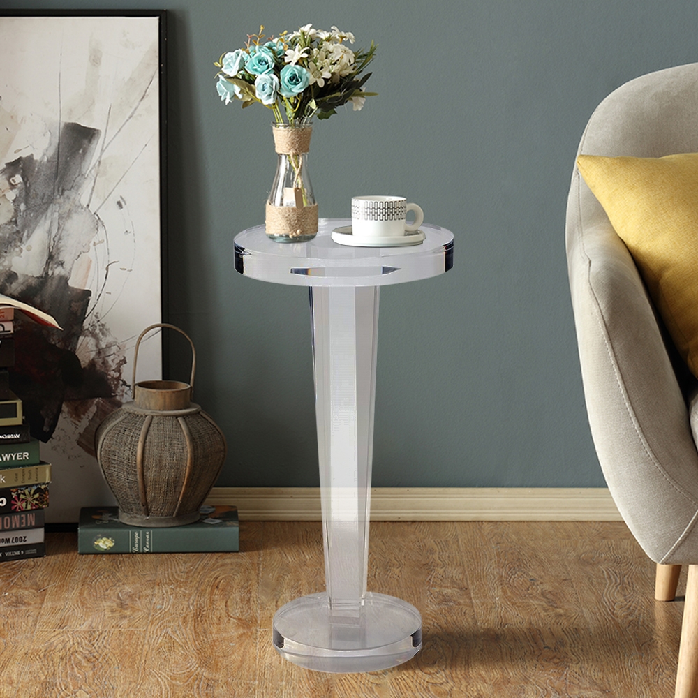 Questions and Answers for Round Acrylic End Table Modern Clear Side Table