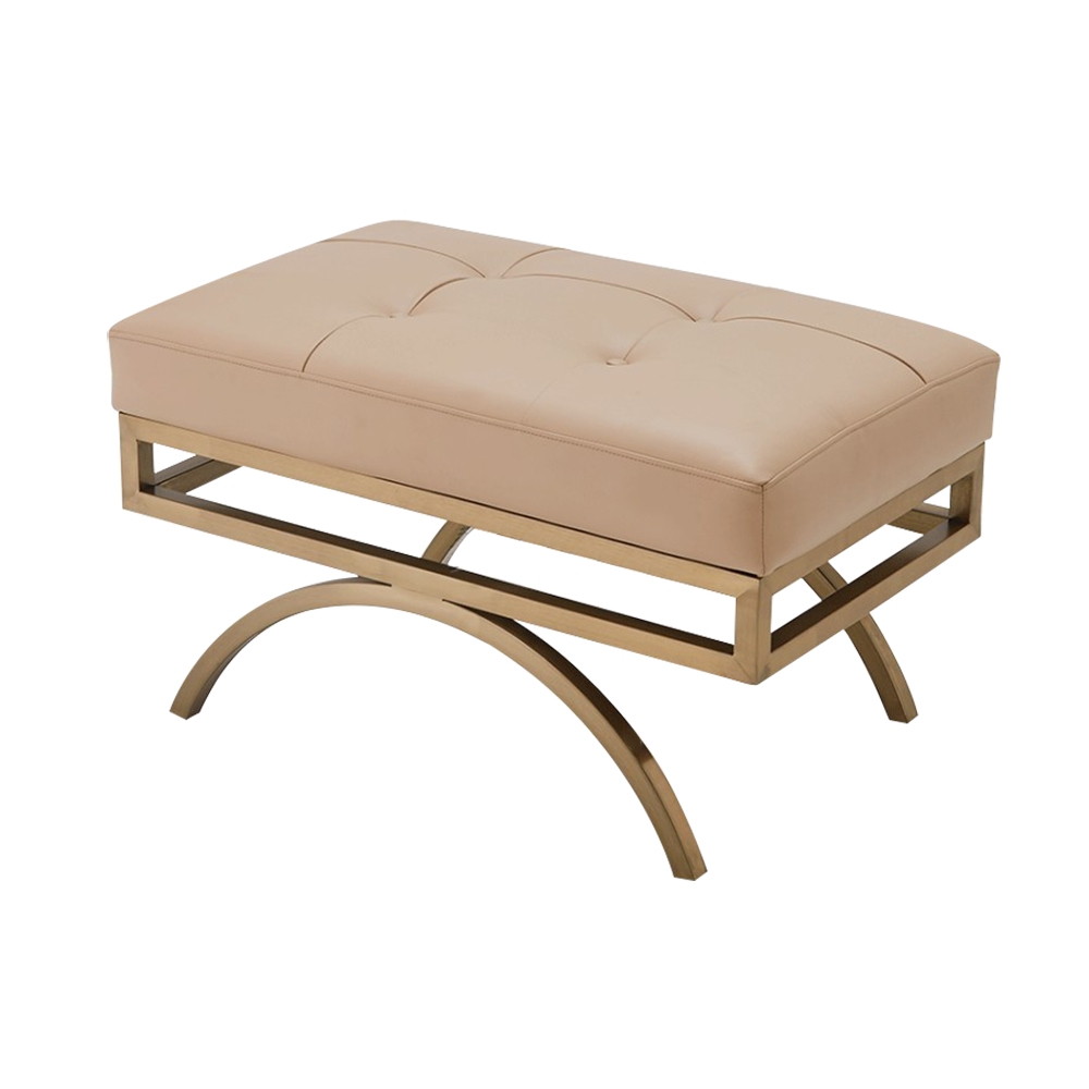Questions and Answers for Beige Stool Leather Upholstered Ottoman Stool Gold Legs