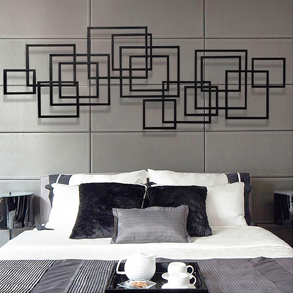 Questions and Answers for 47.2" Modern Rectangle Black Wall Decor Minimalist Metal Geometric Art for Living Room