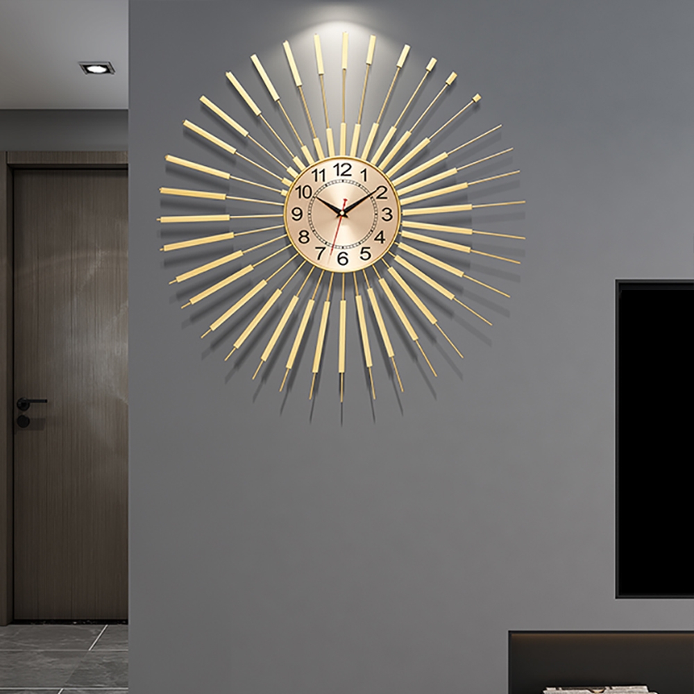 Questions and Answers for 24" Glam Oversized Golden Wall Clock with Helical Shape Metal Frame