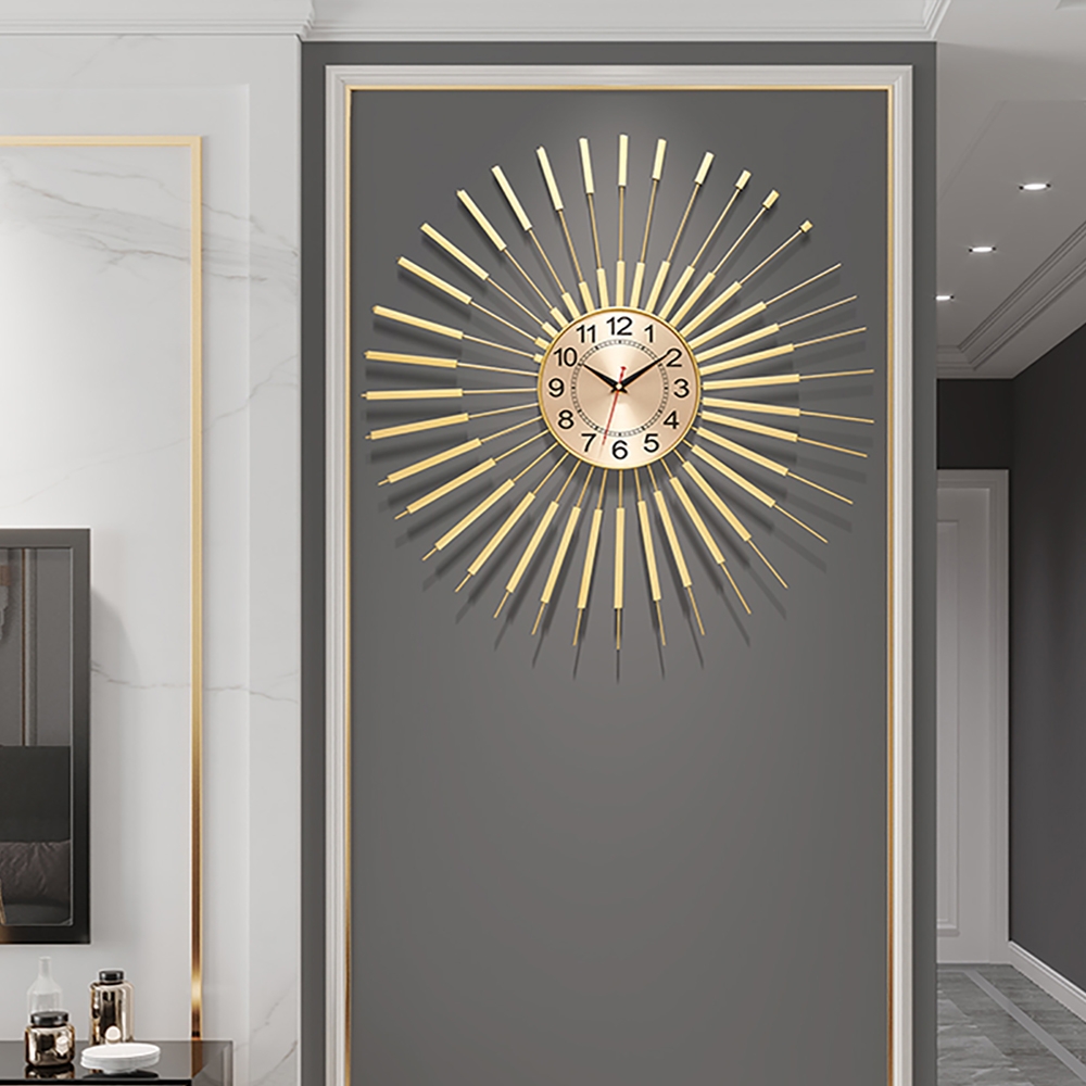 Questions and Answers for 24" Glam Oversized Golden Wall Clock with Helical Shape Metal Frame