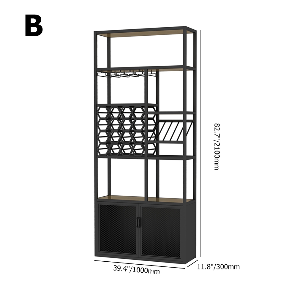 Industrial Standing Wine Rack with Glass Rack weights dimensions image